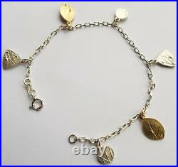 Ola Gorie Mixed Metal Silver & 9ct Yellow Gold Mistral Charm Bracelet Scottish