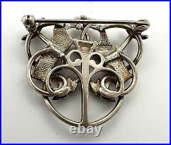 Ola Gorie Scottish Tree Of Life Lovebirds Sterling Silver Brooch / Pin