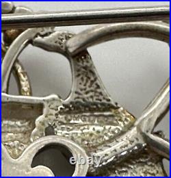 Ola Gorie Scottish Tree Of Life Lovebirds Sterling Silver Brooch / Pin