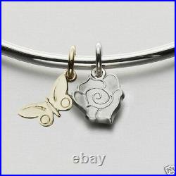 Ola Gorie Silver & 9ct Yellow Gold Flowerland Earrings Rose Butterfly Scottish