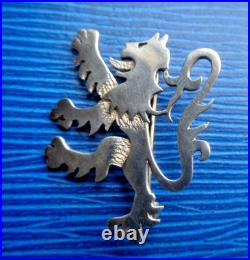 Ola Gorie Silver Brooch Scottish Rampant Lion Sterling Silver Orkney c1980s