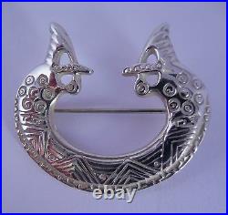 Ola Gorie Silver Brooch St Ninian Viking Seahorse Shetland 1975 Scottish