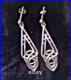Ola Gorie Silver Earrings Scottish Sterling AILSA Celtic Drop Style Orkney