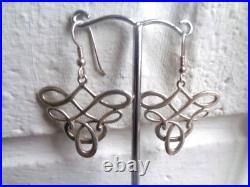 Ola Gorie Silver Earrings Scottish Sterling Silver TUDOR Drop Hook Orkney