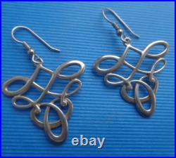 Ola Gorie Silver Earrings Scottish Sterling Silver TUDOR Drop Hook Orkney
