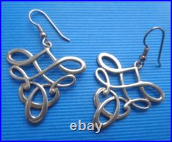 Ola Gorie Silver Earrings Scottish Sterling Silver TUDOR Drop Hook Orkney