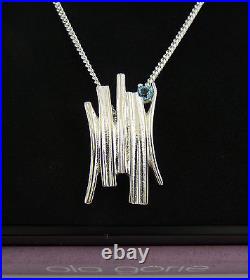 Ola Gorie Silver Pendant Blue Topaz 18 Chain Woodwick Scottish Boxed