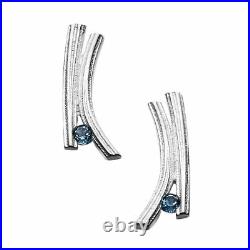 Ola Gorie Silver Woodwick Stud Post Earrings Blue Topaz Scottish