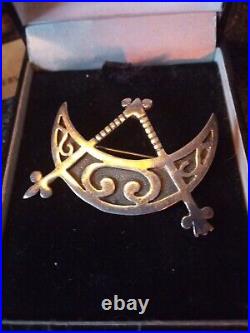 Ola Gorie Sterling Silver Pictish Brooch Pin Scottish vintage