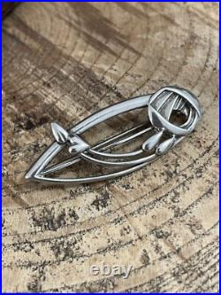 Ola Gorie Sterling Silver Vintage Brooch 925 Abstract Rennie Mackintosh Scottish