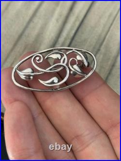 Ola Gorie Sterling Silver Vintage Brooch 925 Leaves Art Nouveau Style Scottish