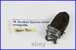One rare antique Scottish sterling thistle stag horn sporran frm vinaigrette box