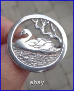 Orkney Ortak SWAN Brooch Sterling Scottish silver Vintage c1980s Malcolm Gray