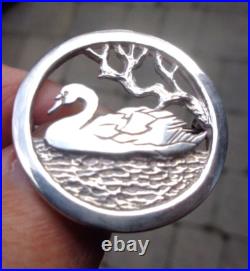 Orkney Ortak SWAN Brooch Sterling Scottish silver Vintage c1980s Malcolm Gray