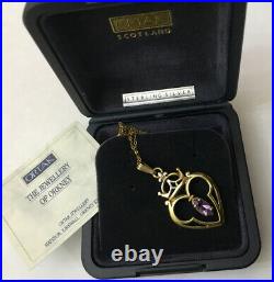 Ortak Orkney Scottish Sterling Silver Gilt Celtic Luckenbooth Amethyst Pendant