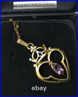 Ortak Orkney Scottish Sterling Silver Gilt Celtic Luckenbooth Amethyst Pendant