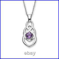 Ortak Scottish Jewellery Amethyst Celtic Twirl Sterling Silver Necklace Pendant