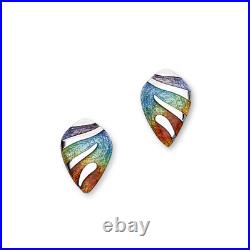 Ortak Scottish Jewellery Mirage Rainbow Teardrop Sterling Silver Stud Earrings