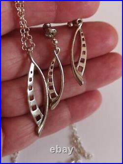 Ortak Scottish Silver Pendant Necklace Earrings 925 Orkneys Design Celtic Nordic