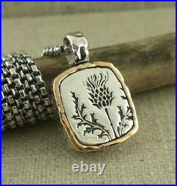 PETRICHOR Sterling Silver & Bronze Scottish Thistle Pendant Keith Jack 22 Chain