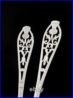 Pair Cased Sterling Silver Scottish Thistle Jam Preserve Spoons, Sheffield 1921