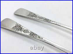 Pair Of Georgian Scottish Solid Sterling Silver Bright Cut Berry Table Spoons