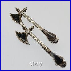 Pair of Scottish Silver & Agate Axe Pins