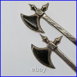 Pair of Scottish Silver & Agate Axe Pins