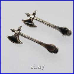 Pair of Scottish Silver & Agate Axe Pins