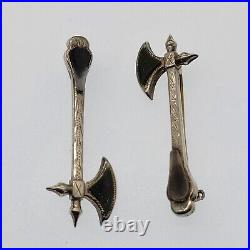 Pair of Scottish Silver & Agate Axe Pins