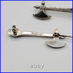 Pair of Scottish Silver & Agate Axe Pins