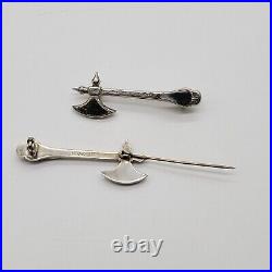 Pair of Scottish Silver & Agate Axe Pins