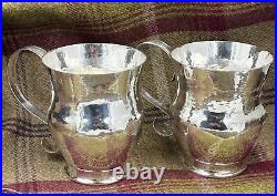 Pair of Scottish sterling silver planished 3/4 pint beakers / tankards Edi 1970