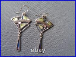 Pat Cheney Enamel Earrings Attractive Scottish Sterling Silver Art Deco c1980s