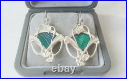 Pat Cheney Scottish Silver Art Nouveau Earrings With John Ditchfield Glass Boxed