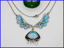 Pat Cheney Scottish Sterling Silver Art Nouveau Style Enamel Necklace Vintage