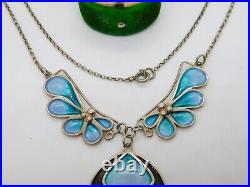 Pat Cheney Scottish Sterling Silver Art Nouveau Style Enamel Necklace Vintage