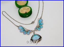 Pat Cheney Scottish Sterling Silver Art Nouveau Style Enamel Necklace Vintage