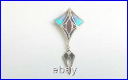 Pat Cheney Scottish Sterling Silver & Enamel Art Deco Style Brooch Hallmarked