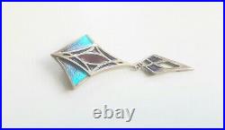 Pat Cheney Scottish Sterling Silver & Enamel Art Deco Style Brooch Hallmarked