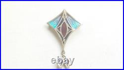 Pat Cheney Scottish Sterling Silver & Enamel Art Deco Style Brooch Hallmarked