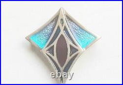 Pat Cheney Scottish Sterling Silver & Enamel Art Deco Style Brooch Hallmarked