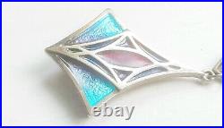 Pat Cheney Scottish Sterling Silver & Enamel Art Deco Style Brooch Hallmarked