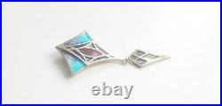 Pat Cheney Scottish Sterling Silver & Enamel Art Deco Style Brooch Hallmarked