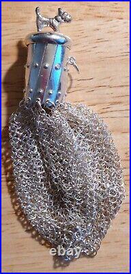 Portugal 835 Sterling Silver Scottish Terrier (Scottie) Hinged Mesh Purse Chain