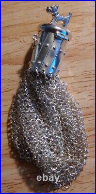 Portugal 835 Sterling Silver Scottish Terrier (Scottie) Hinged Mesh Purse Chain