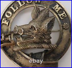 Pre-1881 Antique Scottish Campbell Clan Badge Gilt Sterling Silver Plaid Brooch