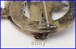 Pre-1881 Antique Scottish Campbell Clan Badge Gilt Sterling Silver Plaid Brooch