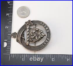 Pre-1881 Antique Scottish Grant Clan Badge Sterling Silver Plaid Brooch