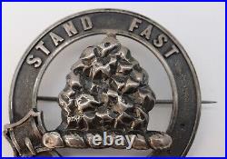 Pre-1881 Antique Scottish Grant Clan Badge Sterling Silver Plaid Brooch